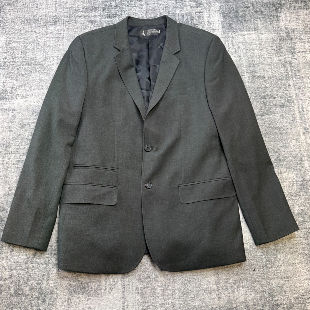 House of Howe Blazer Jacket Mens 44 Gray Stretch Camo Lined Gentleman Punk Smart